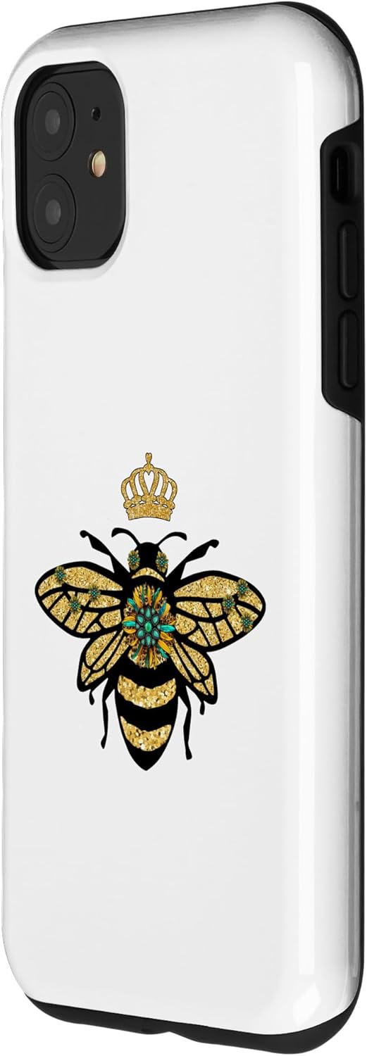 Funda vintage para iPhone 11 Queen Bee Honey Bee con corona floral