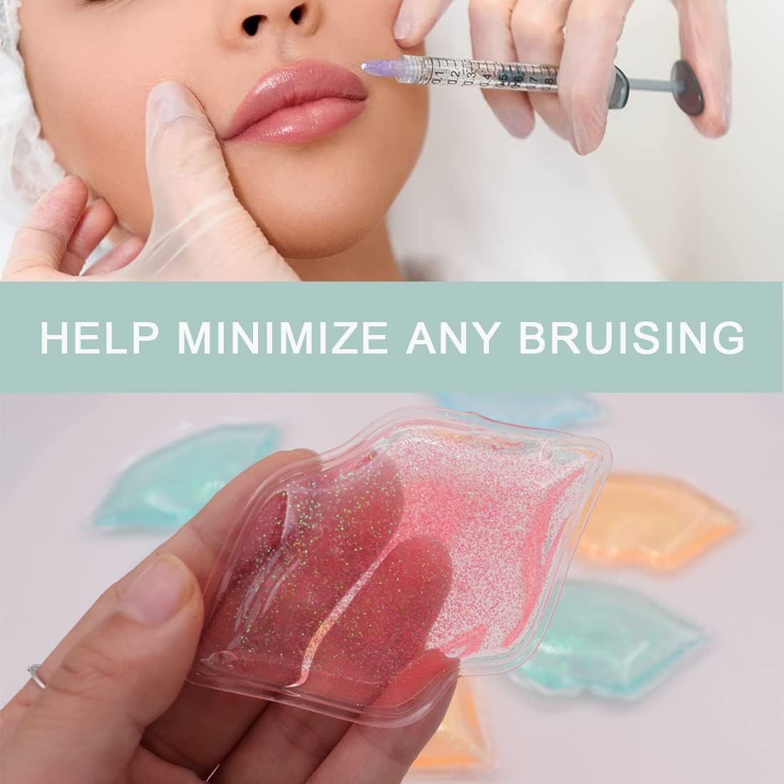 Paquetes de hielo para labios, paquete de hielo para labios, mini bolsa de hielo para uso en frío para labios para evitar que el lápiz labial se