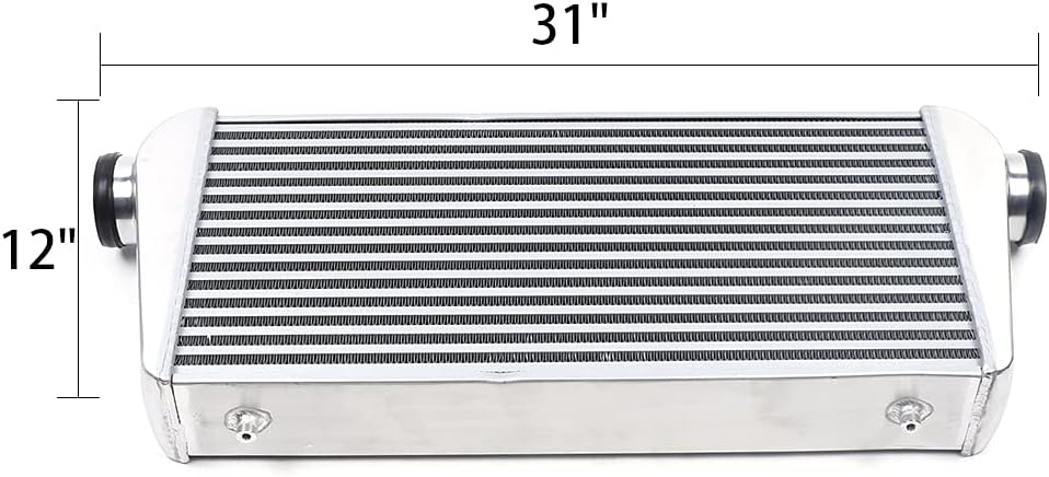 Intercooler universal de 31″x12″x4″, entrada y salida de 3″