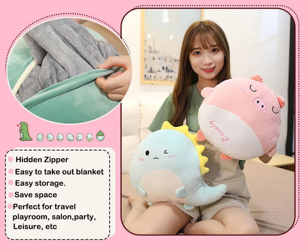 Cobija de peluche con diseño de pingüino de peluche y manta de forro polar, manta de viaje y almohada 2 en 1 (gris)