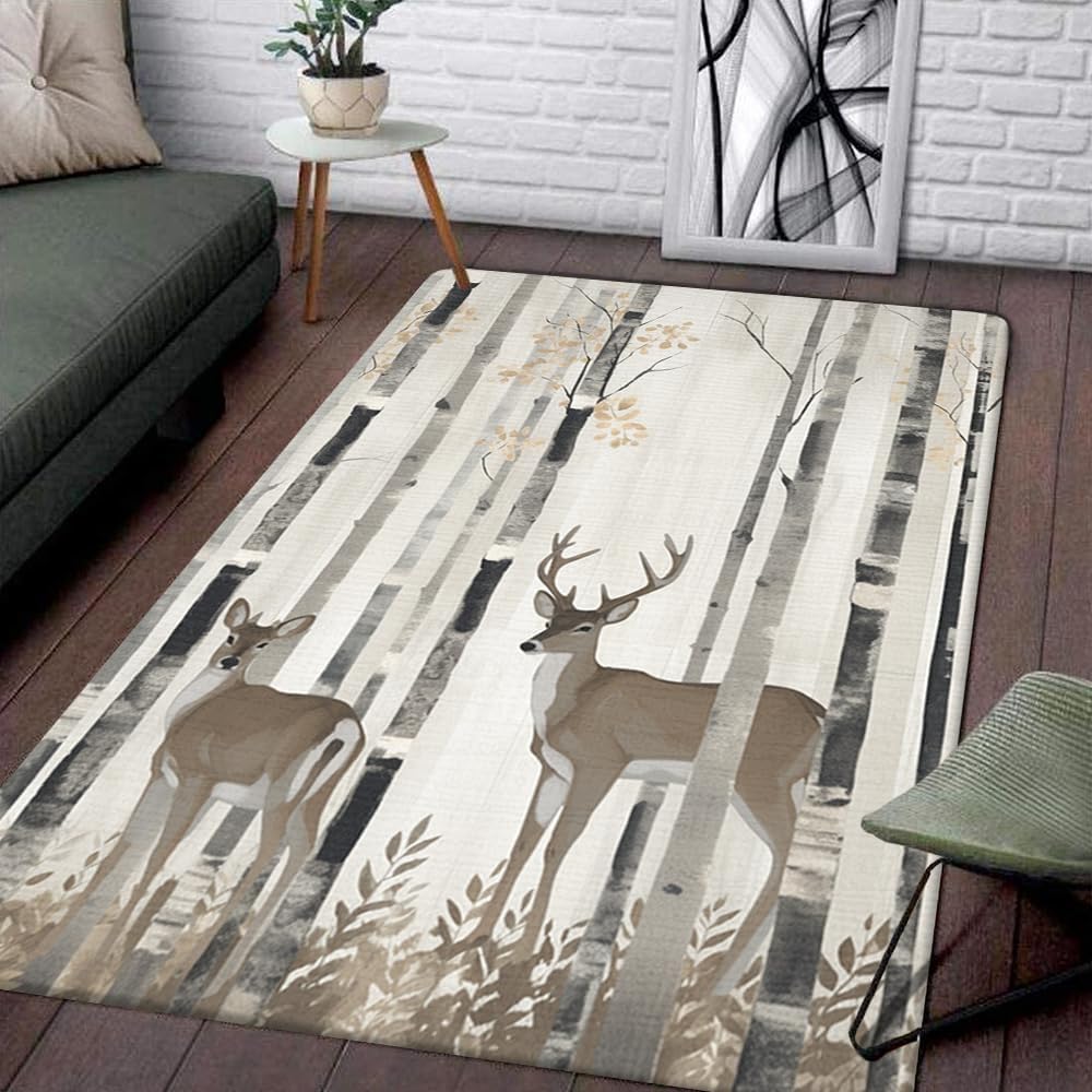 Alfombra con estampado de camuflaje de ciervos de animales, alfombra de ciervo para sala de estar, alfombra de ciervo para dormitorio, alfombra de