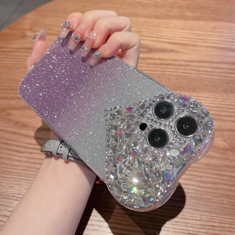 Funda holográfica con purpurina compatible con iPhone 15 Pro Max, funda protectora suave a prueba de golpes para mujeres y niñas