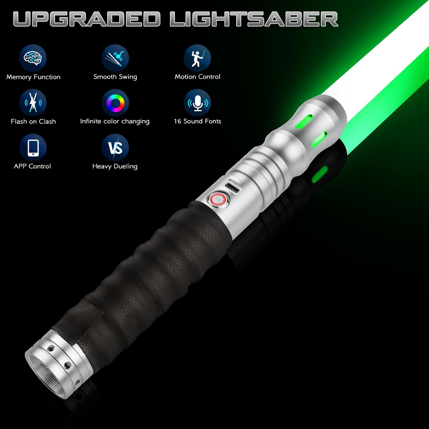 Sables de luz de duelo con aplicación  Sables de luz infinitos RGB de 16 colores cambiables, sable de luz de metal con control de movimiento para
