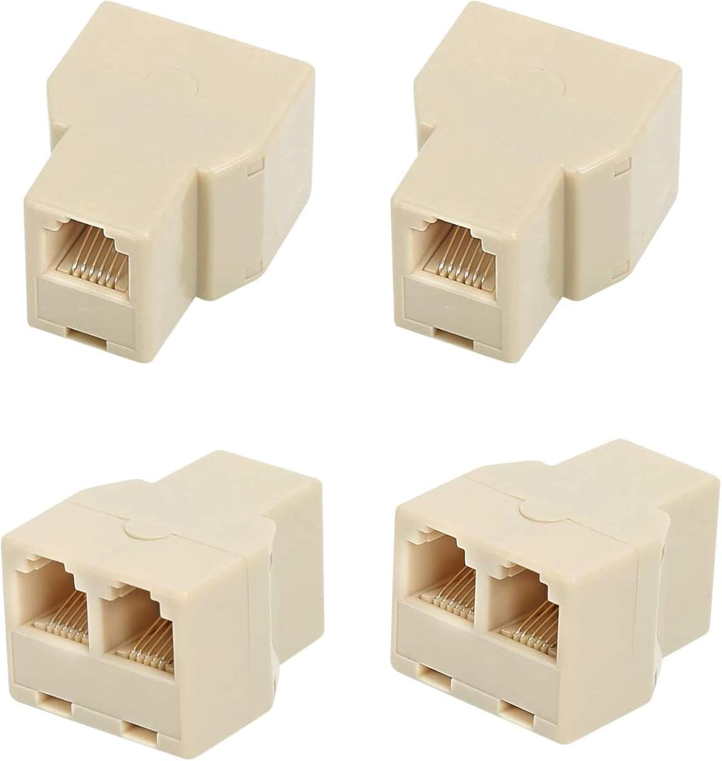 Uvital RJ12 6P6C 1 hembra a 2 divisores de línea telefónica hembra, conector y separador de cable de teléfono fijo (amarillo, paquete de 4)