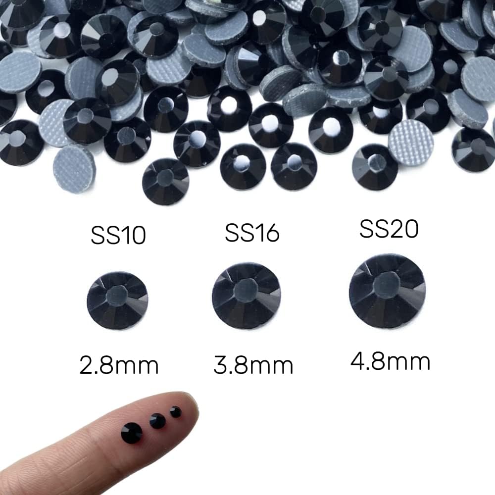 Jmassyang 8000 unidades de diamantes de imitación termoadhesivos SS10 de 0.110 in, diamantes de imitación redondos con parte trasera plana para