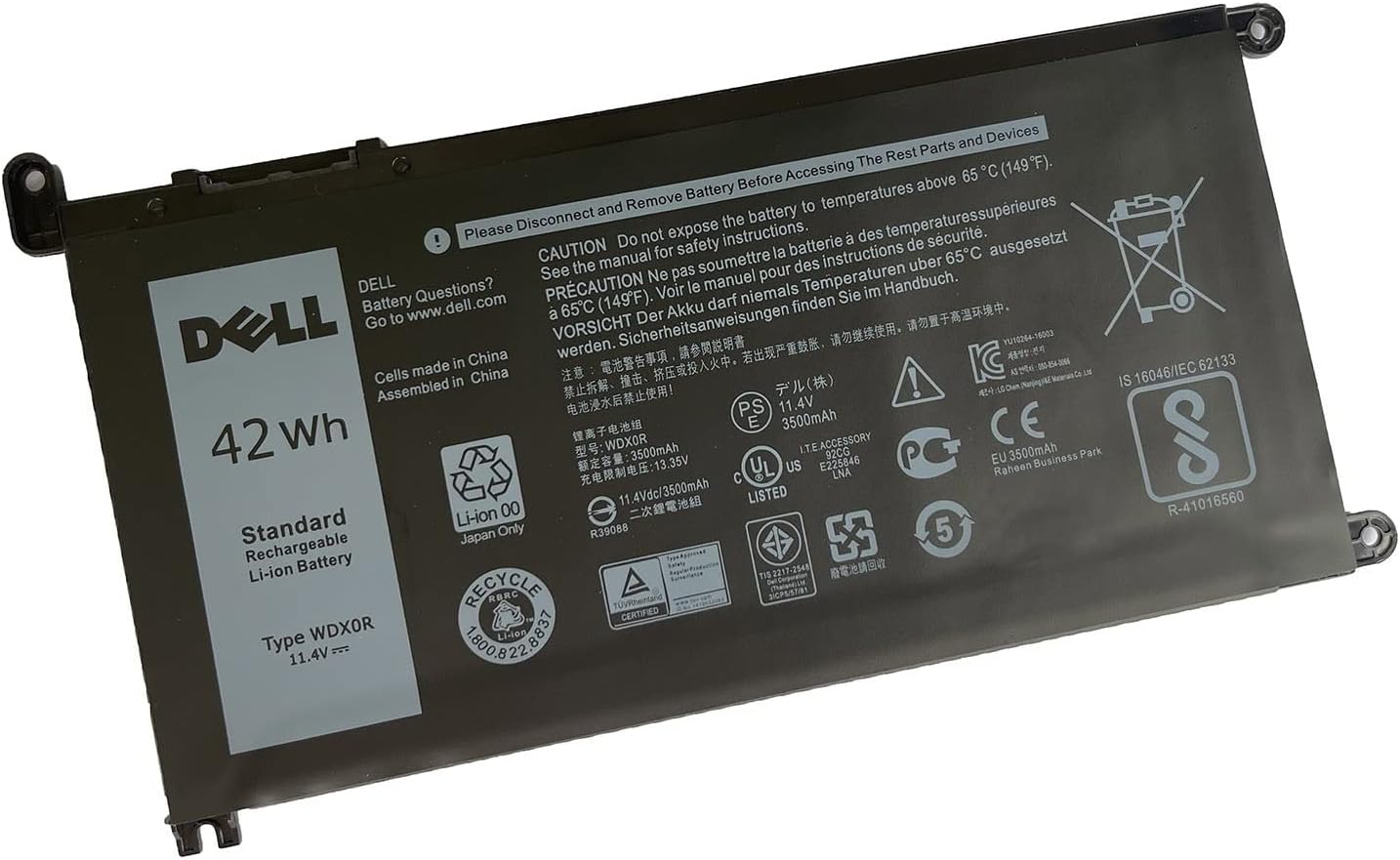 DELL WDX0R – Batería de 3 celdas para Dell Inspiron 5368 5378 5379 5565 5567 5568 5570 5580 5575 5578 5578 5579 5584 5765 5767 5767 575 770 5 775