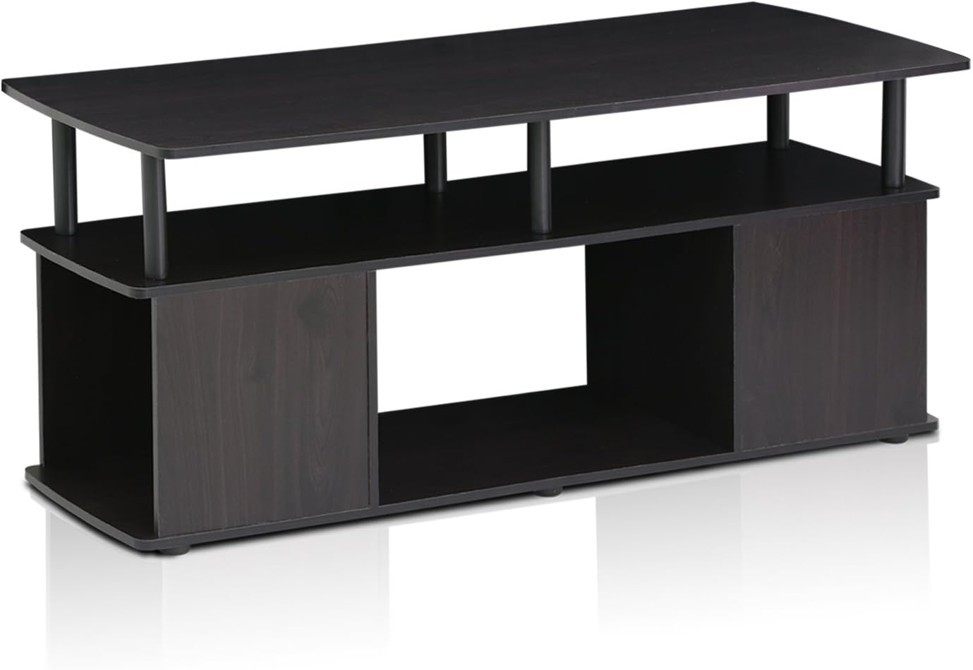 Furinno JAYA Soporte de TV para televisores de hasta 50 pulgadas con almacenamiento abierto, madera negra