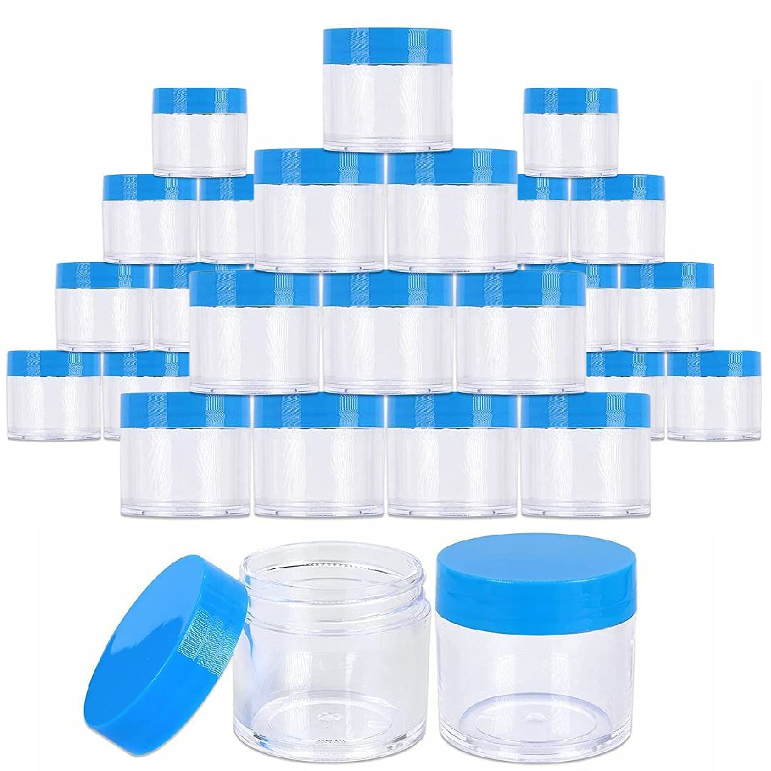 Beauticom 1.06 oz1.0 fl oz (1 fl. oz.) Tarros plásticos transparentes de doble pared a prueba de fugas con tapas superiores planas para cremas,