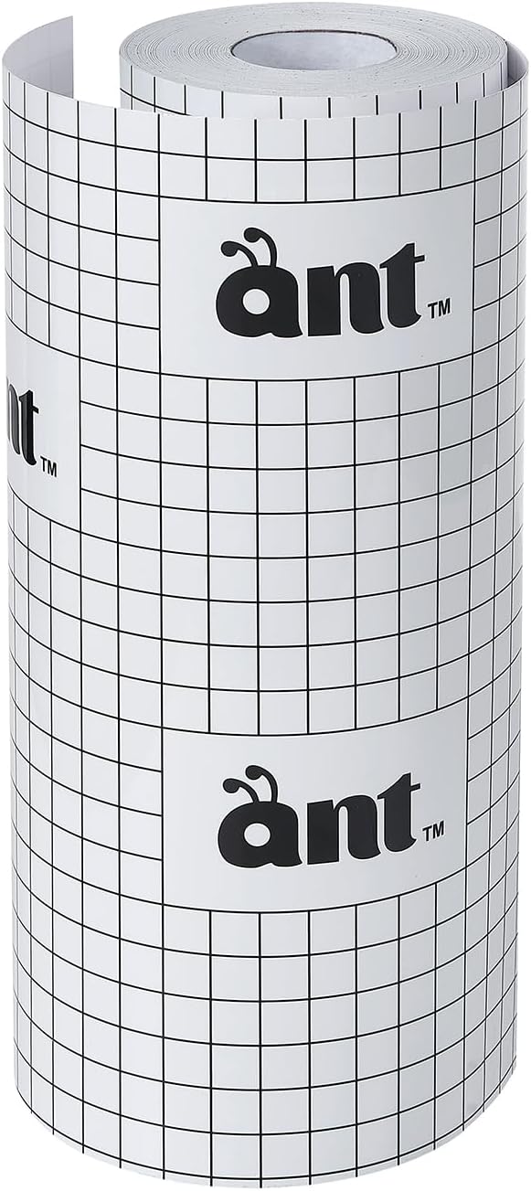ANT StrongGrip – Cinta de transferencia (12 x 100 pies), papel de transferencia de rejilla de alineación negra de media pulgada para vinilo metálico