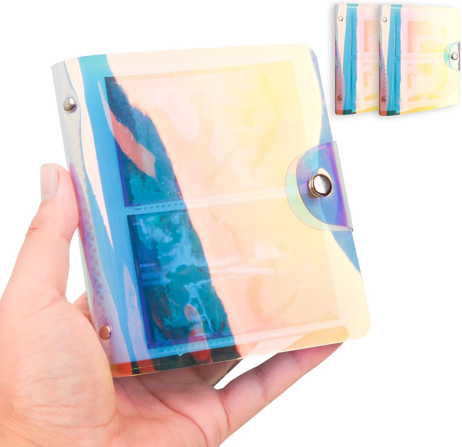 Paquete de 2 mini álbumes de fotos con una sola mano, 64 bolsillos, soporte portátil para tarjetas fotográficas Kpop para Fujifilm Instax