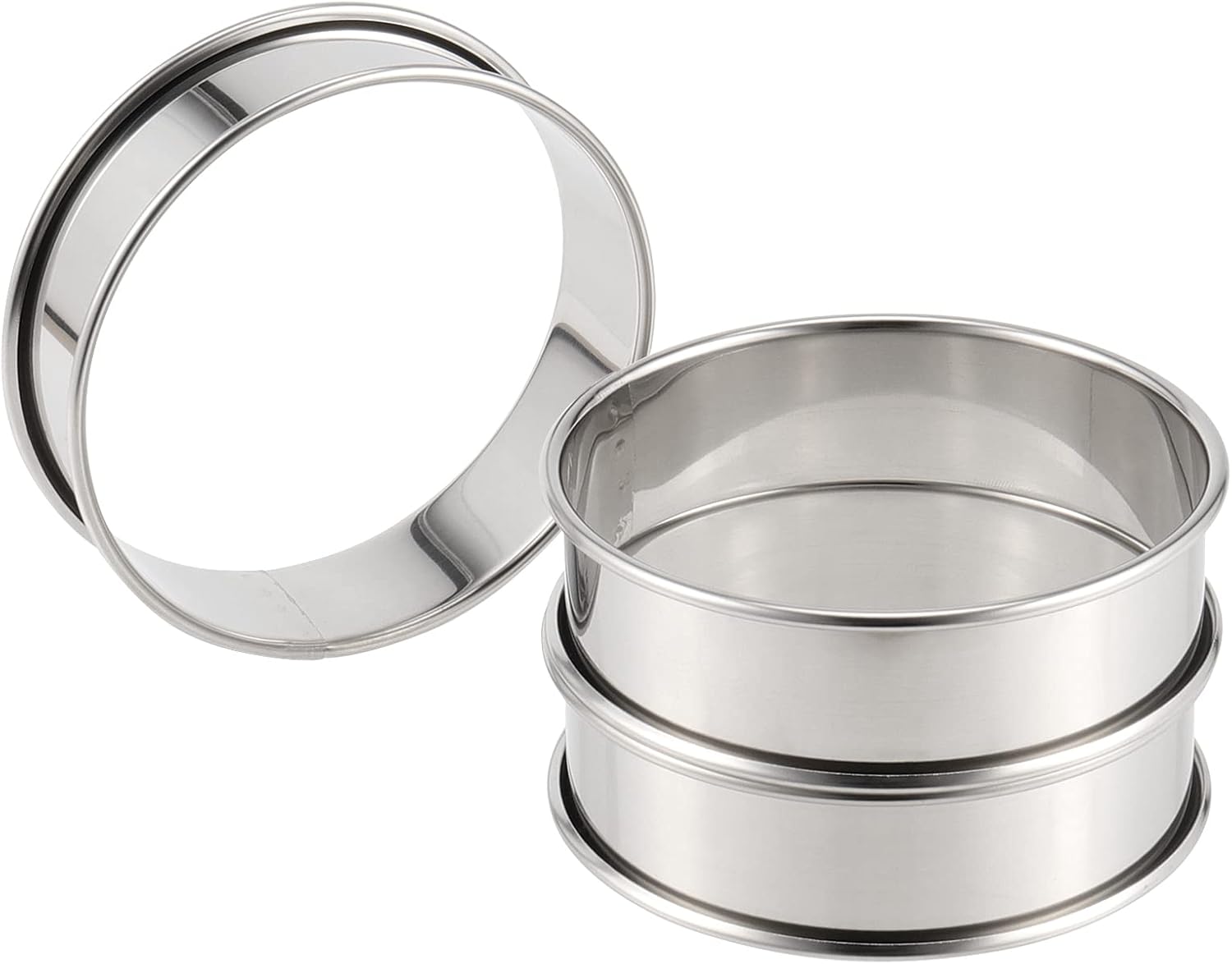 20 anillos de 4 pulgadas para magdalenas inglesas, anillos de acero inoxidable 304 grado Foog, antiadherentes de doble enrollado para hornear