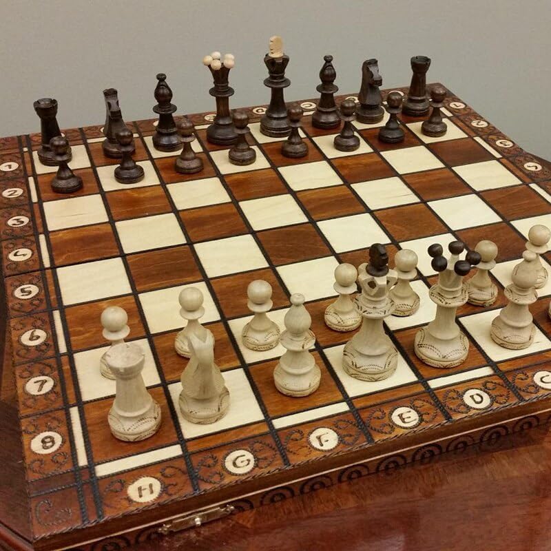GAENZA Nuevo juego de ajedrez profesional, juego de ajedrez de madera plegable con piezas de ajedrez y ranuras de almacenamiento, juegos de mesa