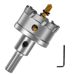 Sierra de agujero de carburo, cortador de agujeros TCT con broca piloto chapada en titanio para metal, acero inoxidable, hierro, madera, 1.496 Sierra de agujero de carburo, cortador de agujeros TCT con broca piloto chapada en titanio para metal, acero inoxidable, hierro, madera, 1.496