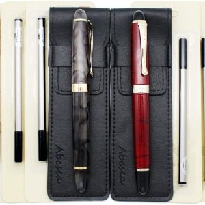 Juego de 2 bolígrafos Jinhao 450 de punta fina, color negro medio (flor verde y hierba roja), con 5 recambios estándar negros de 0.020 in Juego de 2 bolígrafos Jinhao 450 de punta fina, color negro medio (flor verde y hierba roja), con 5 recambios estándar negros de 0.020 in