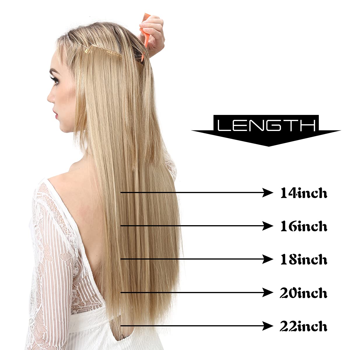 Sarla – Extensiones de hilo color negro extensión tipo halo de pelo sintético lacio y largo para mujer con alambre invisible sin clip fibra