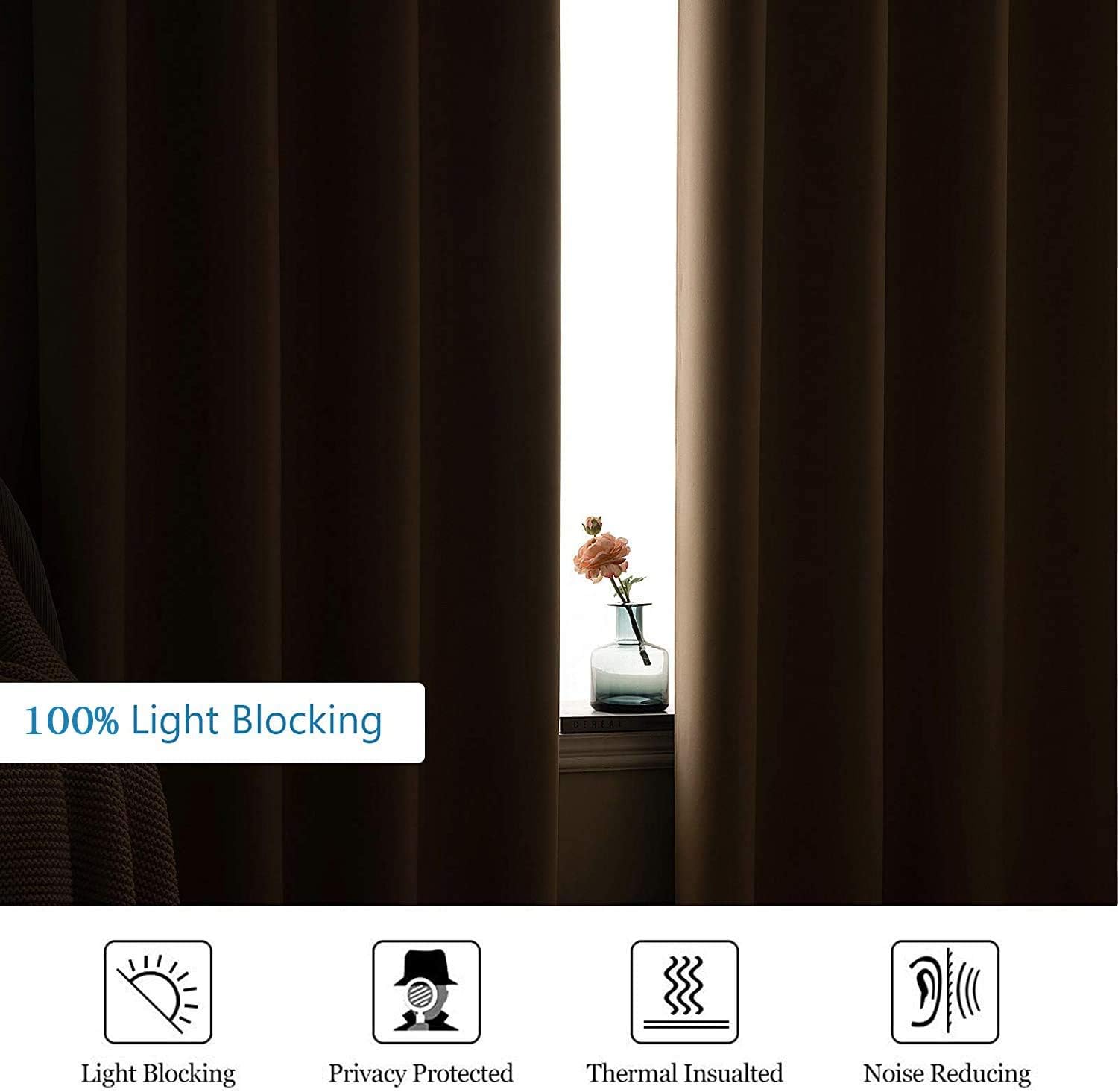 MIULEE Cortinas 100% opacas de 90 pulgadas de largo para dormitoriosala de estar, cortinas de ventana de 1 capa con ojales para oscurecer