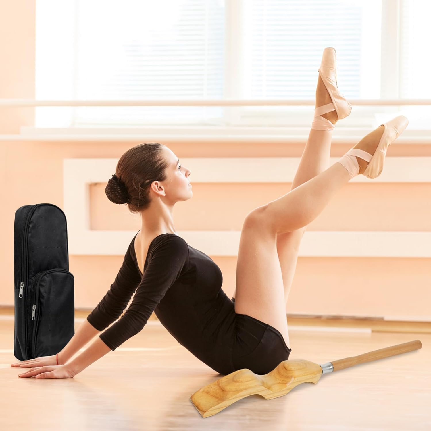 Uboway Estirador de pie de ballet, equipo de estiramiento de baile portátil con banda elástica, dos almohadillas, correa para las piernas, bolsa
