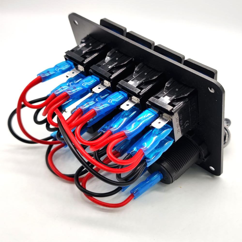 GXMRHWY Interruptor de panel combinado de 4 bandas, montaje estilo barco para caravanas, caravanas, vehículos recreativos, automóviles con