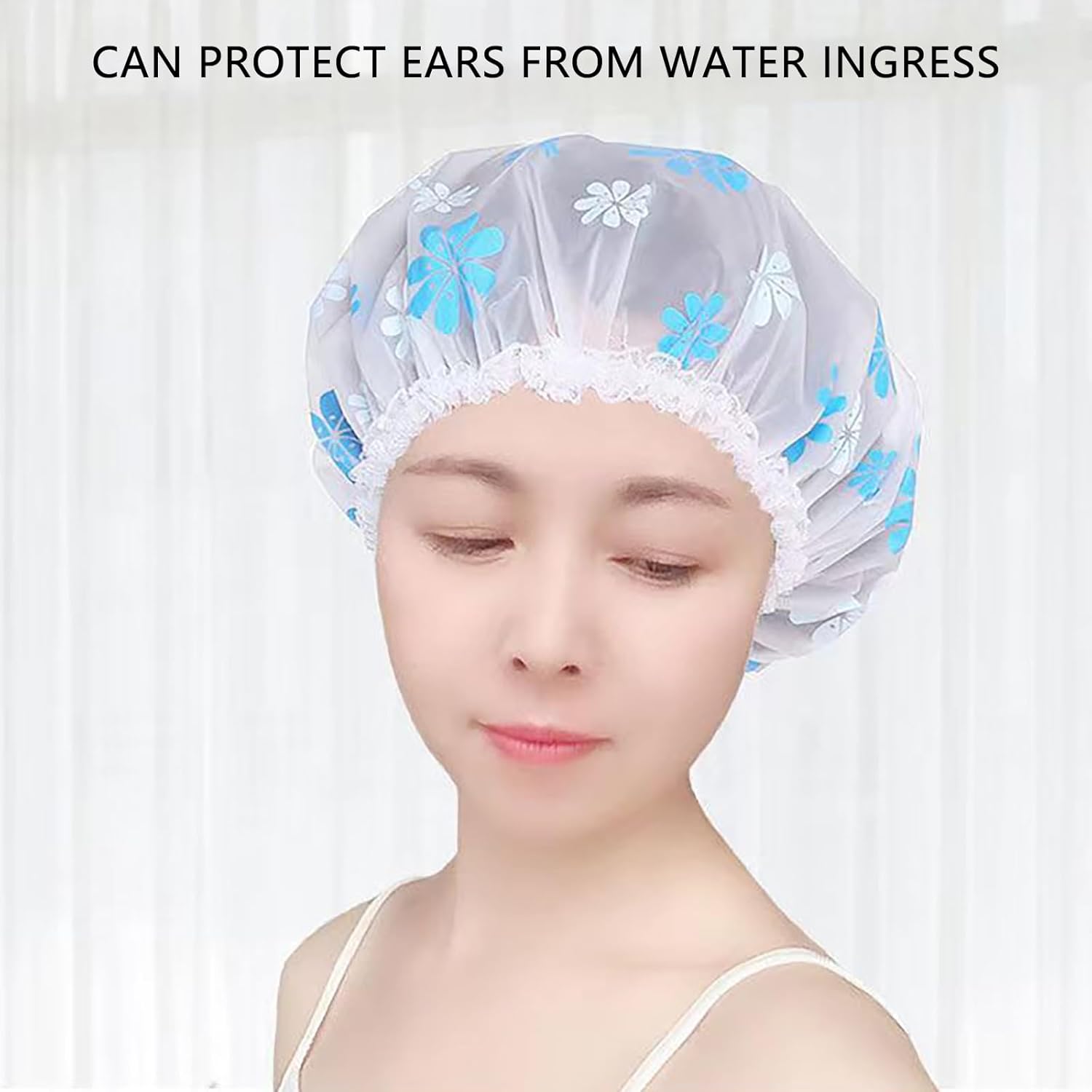 Gorros de ducha grandes de plástico para mujer, reutilizables, impermeables, para ducha (3 piezas, rojo, azul y verde)
