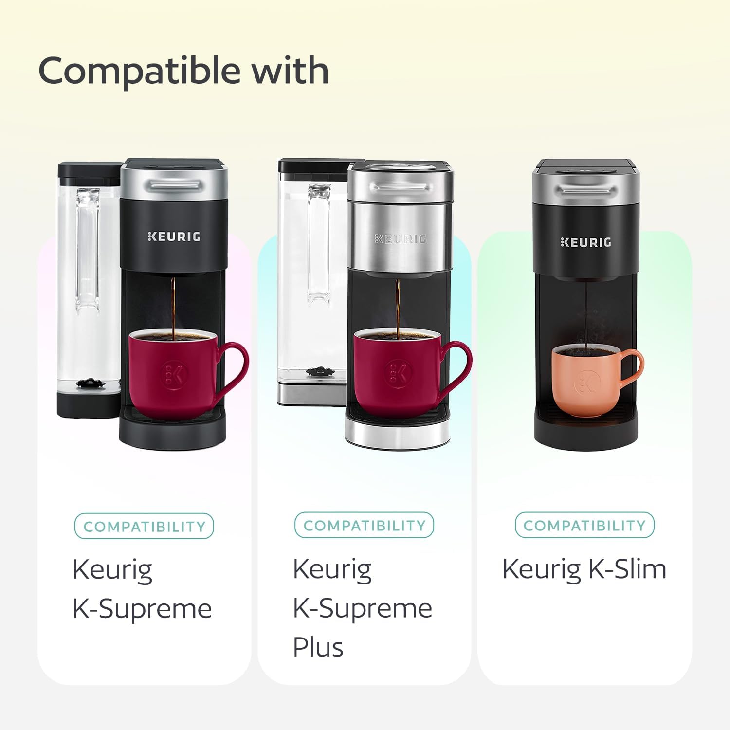 4 tazas K reutilizables para Keurig K Supreme, K Supreme Plus y K Slim con tecnología Multistream  Filtros de café Kcups recargables de 4 colores