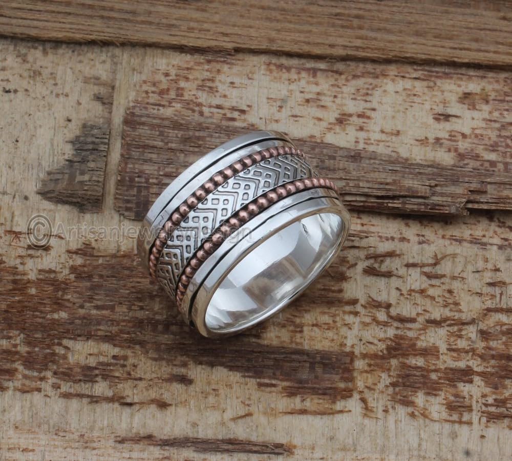 925 Sterling Silver Ring, Bohemian Silver Ring, Statement Silver Ring, Spinner Band Rings, Antique Silver Ring, Minimalist Ring Women, Fidget