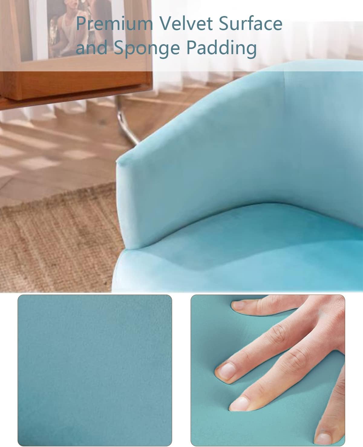 KIVENJAJA Accent Barrel – Silla moderna tapizada de terciopelo, sillón tapizado para sala de estar, dormitorio, espacio pequeño, felpa con patas de