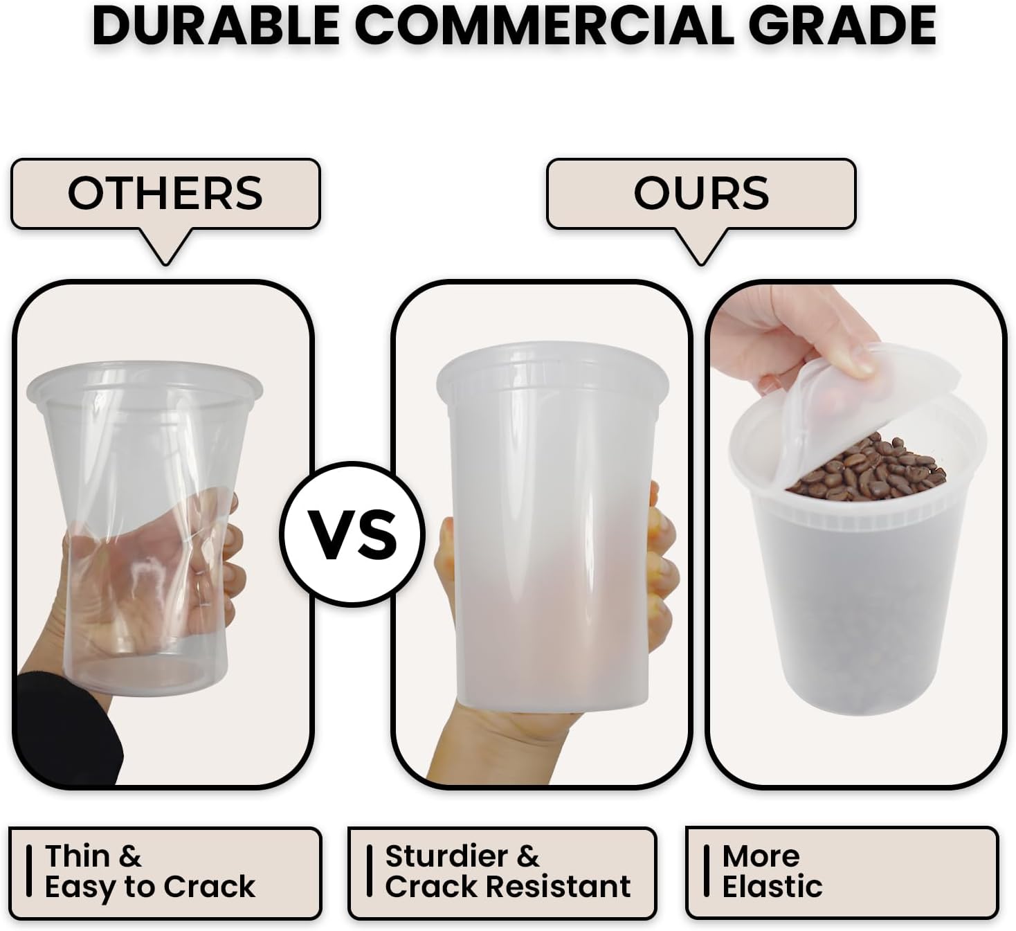 Klex Recipientes para delicatessen con tapas herméticas, sin BPA, de plástico pesado, para preparación de comidas, para sopa, congelador,