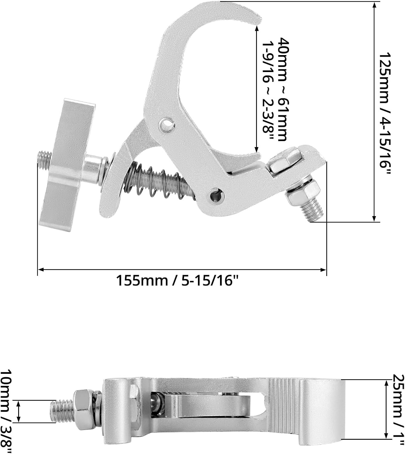 QWORK Abrazadera de luces de escenario con abrazadera de truss, paquete de 4 abrazaderas profesionales resistentes de 330 libras para accesorios de