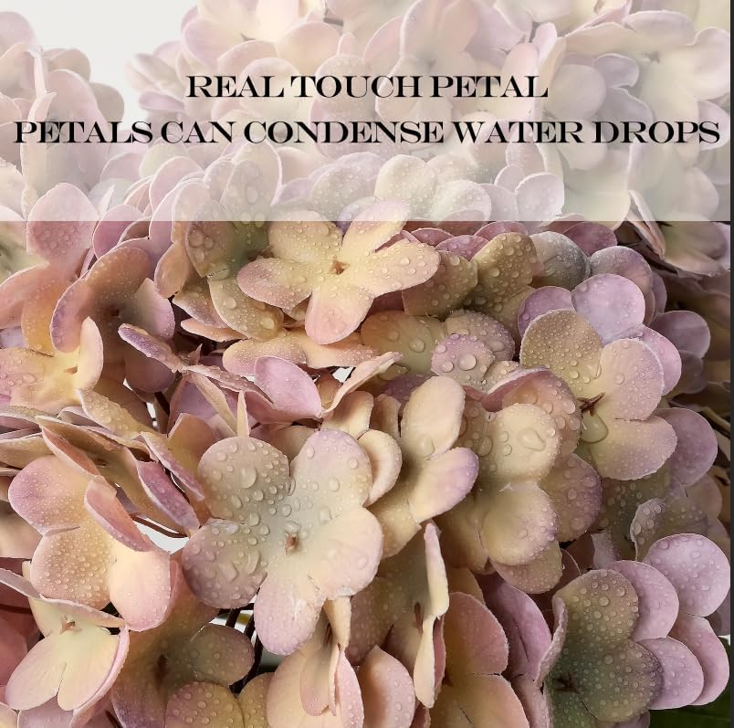 2 puple+2 flores artificiales de hortensias bohemias de tacto real, para Halloween, Navidad, 21 pulgadas, vintage, de seda de otoño, ramo de boda,