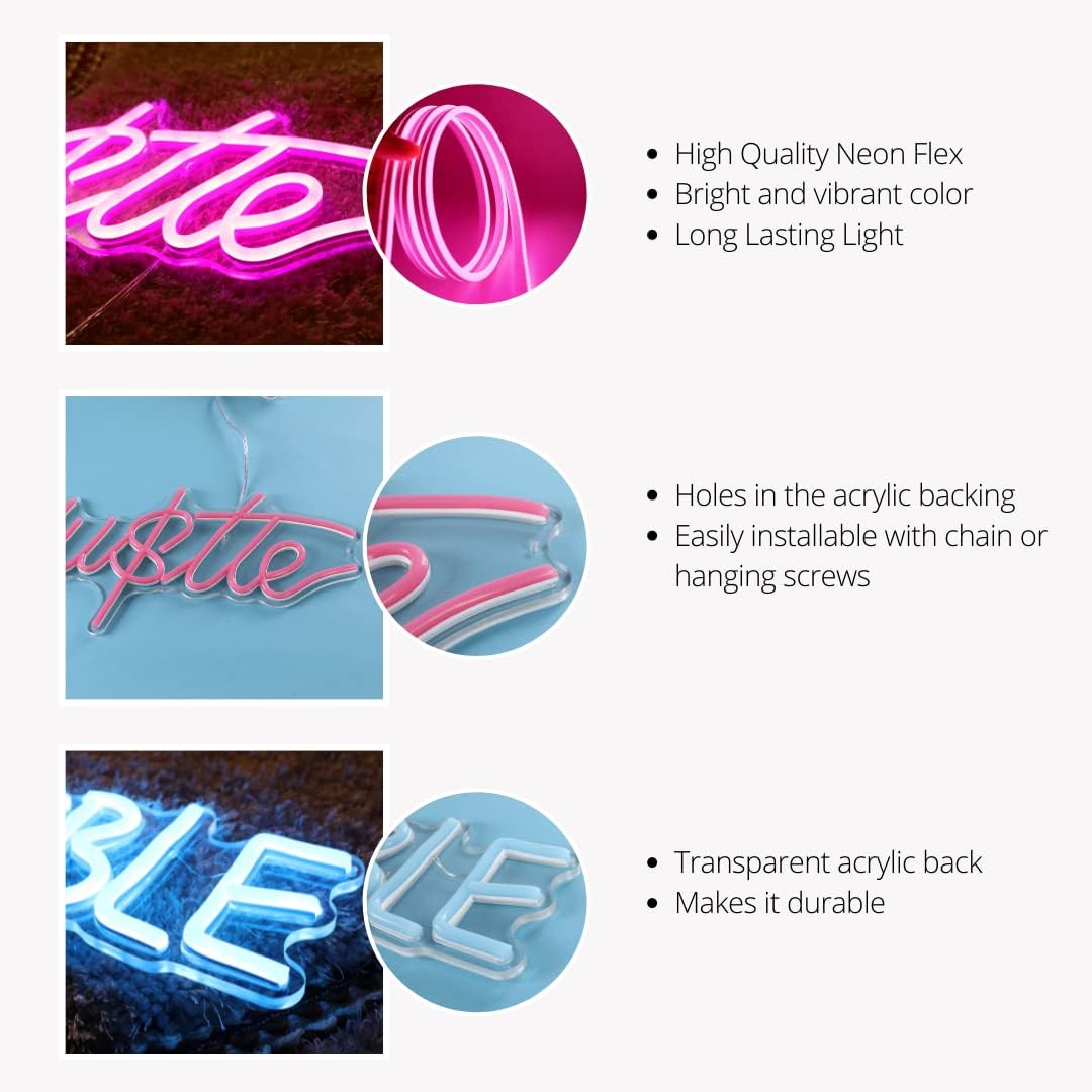 FUNERIGUER Good Vibes Letrero de neón para dormitorio, letrero de neón para decoración de pared con interruptor regulable, luces para pared, sala de