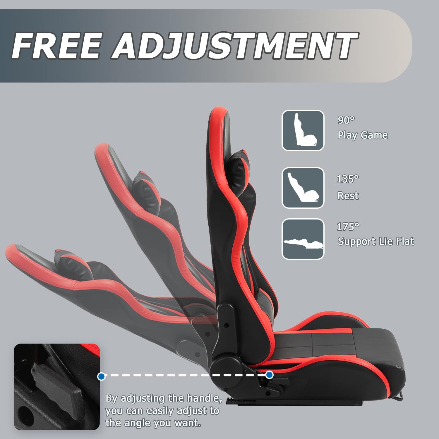 Minneer Carga de asiento de carreras de doble bloqueo, 400 libras, ángulo ajustable, cómoda, transpirable, ergonómica, silla de juegos de vuelo,