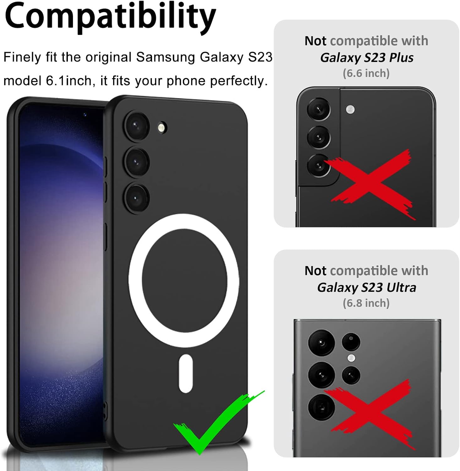Miimall Funda magnética compatible con Samsung Galaxy S23, resistente a las caídas, a prueba de golpes, ultrafina, suave y delgada para Galaxy S23