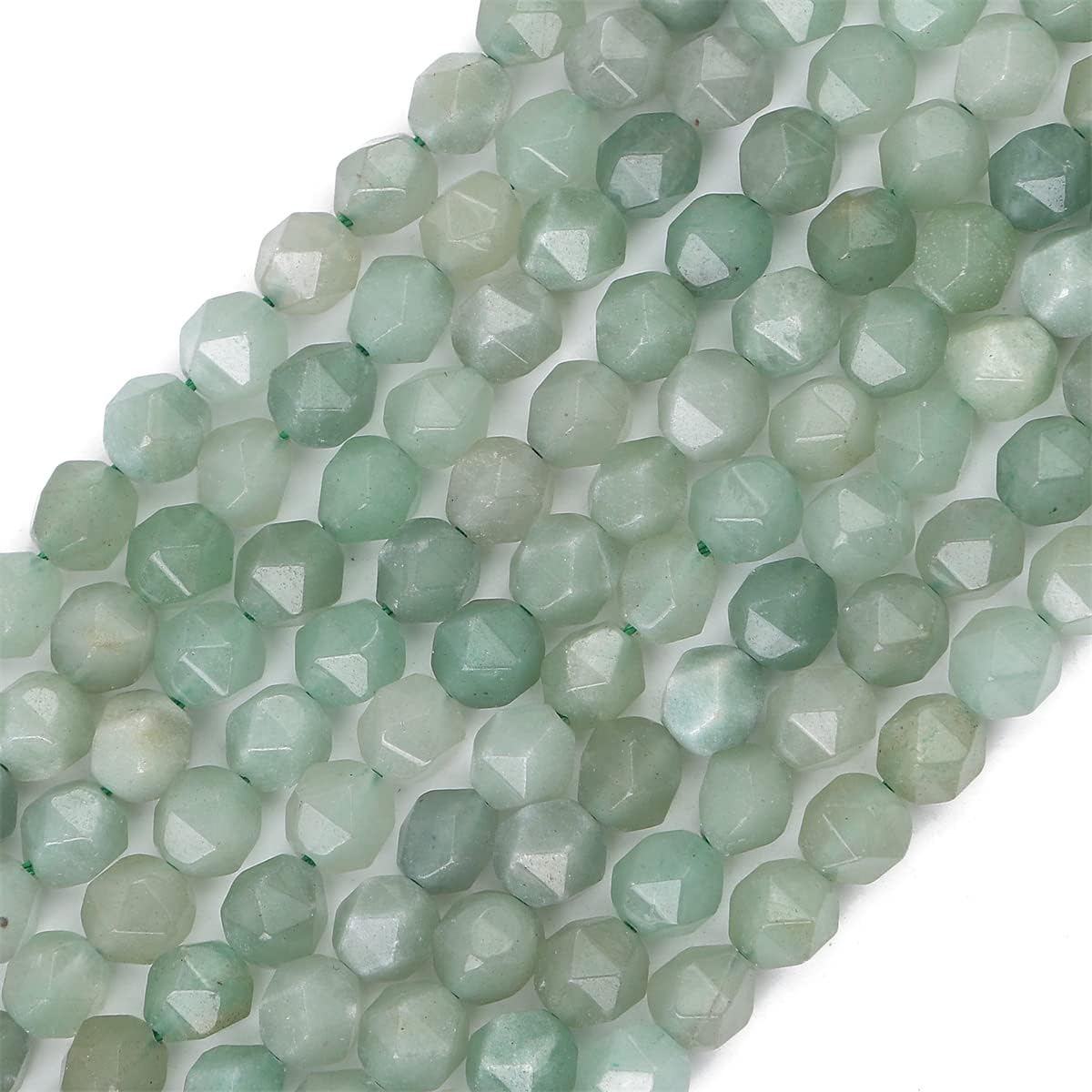 Cuentas redondas facetadas de piedra de jade de aventurina verde natural, 0.394 in, 14.2 inhebra para la fabricación de joyas