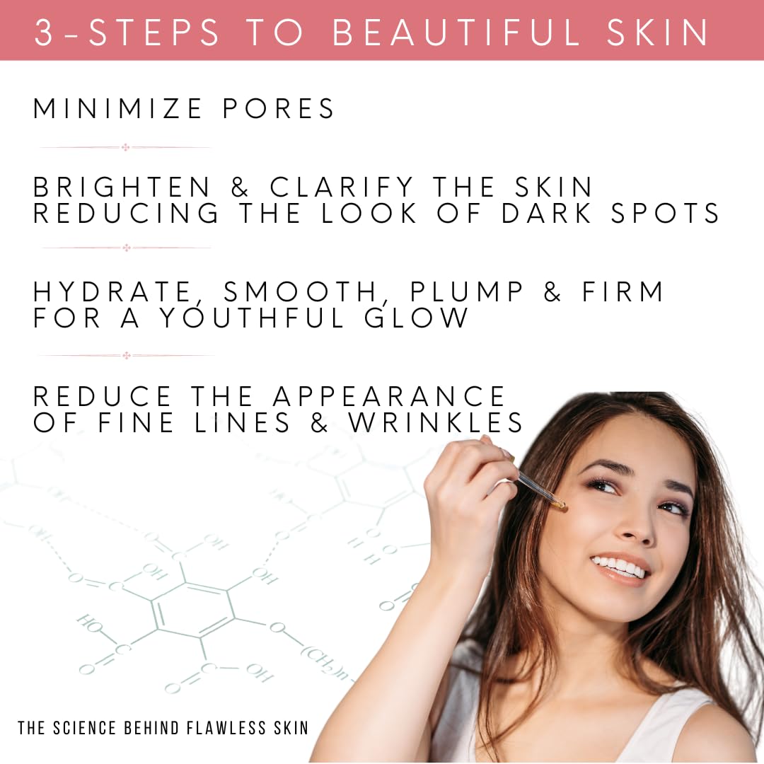 Advanced Anti Aging 3 Super Serum Set  Ilumina, brilla y reafirma con vitaminas, péptidos, aminoácidos, niacinamidas y ácido hialurónico  1 onza