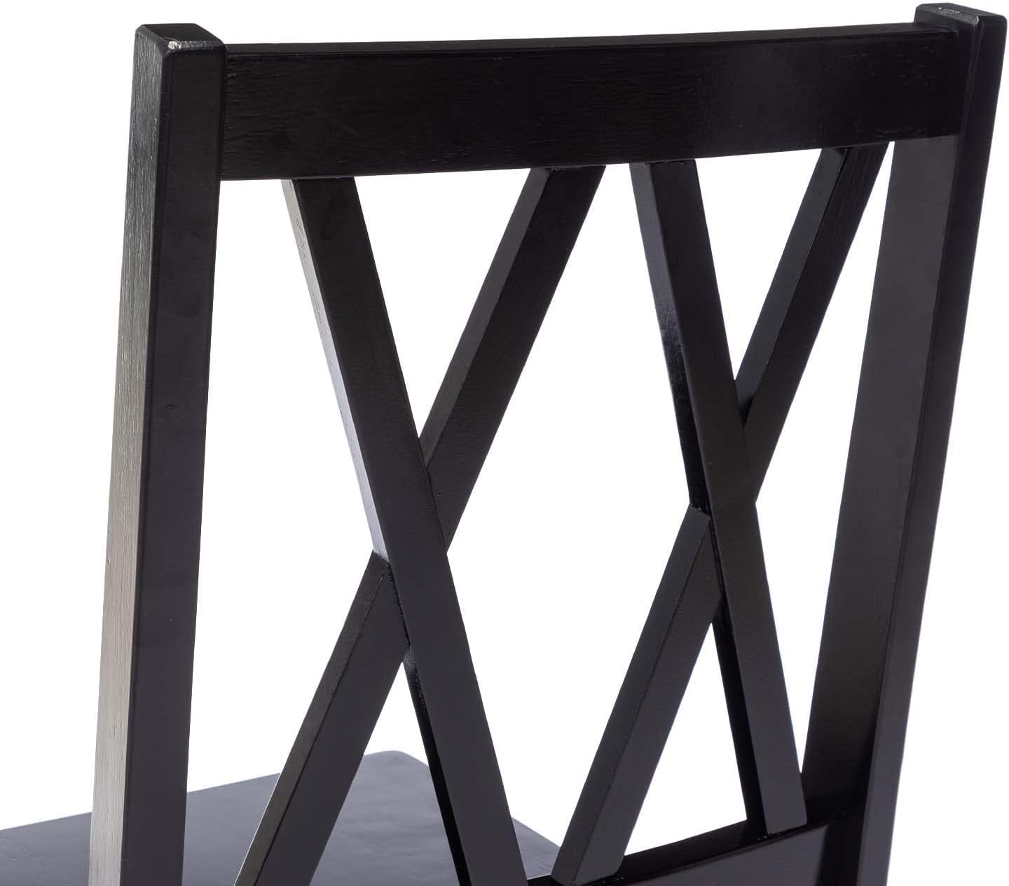 Duhome – Juego de 2 sillas de comedor de madera de goma con respaldo cruzado, sillas de mesa naturales para cocina en casa, base negra