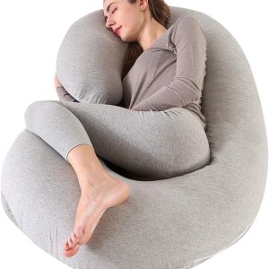 yoyomax Almohadas de embarazo, en forma de C, almohada de maternidad de cuerpo completo, almohada de espuma viscoelástica con funda de jersey yoyomax Almohadas de embarazo, en forma de C, almohada de maternidad de cuerpo completo, almohada de espuma viscoelástica con funda de jersey