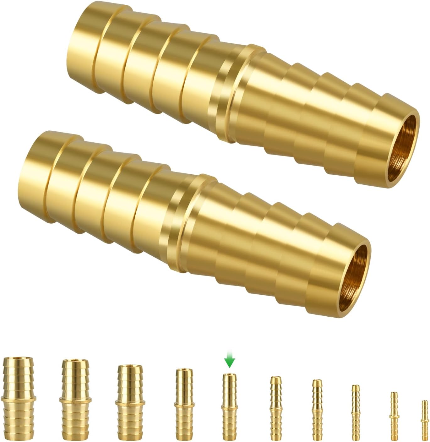 Paquete de 2612 accesorios de púas de manguera, 18, 316, 14, 516, 38, 12, 58, 34, 78 pulgadas, 1 pulgada, empalmador de púas de latón para agua,