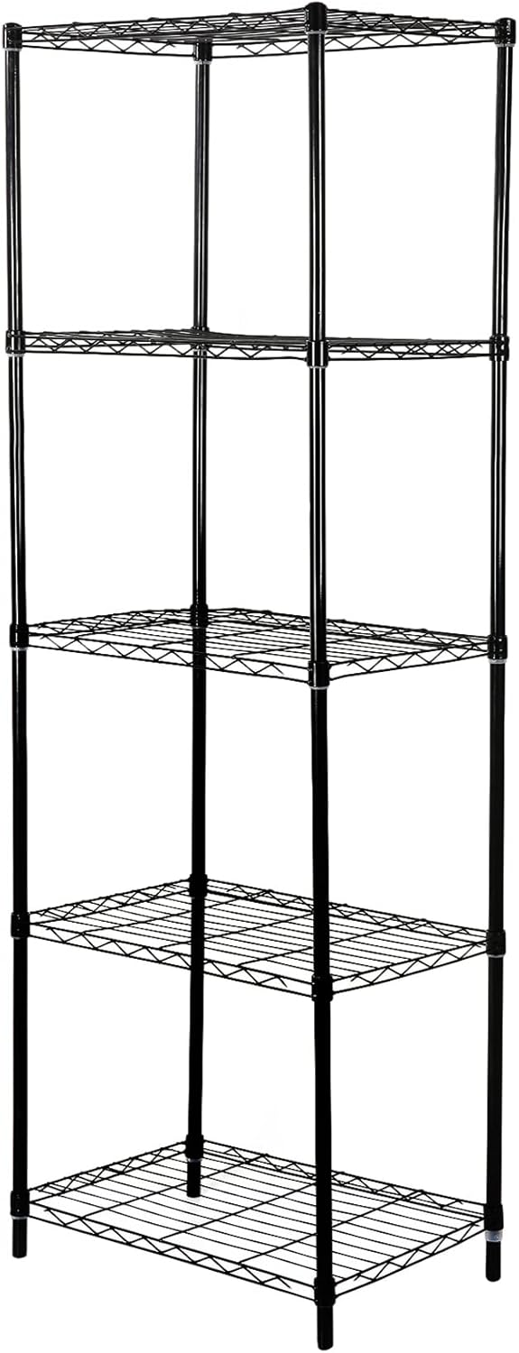 GIA Home Series – Estantería de alambre de 5 niveles, estantes metálicos de almacenamiento para cocina y baño, juego de 2, color negro