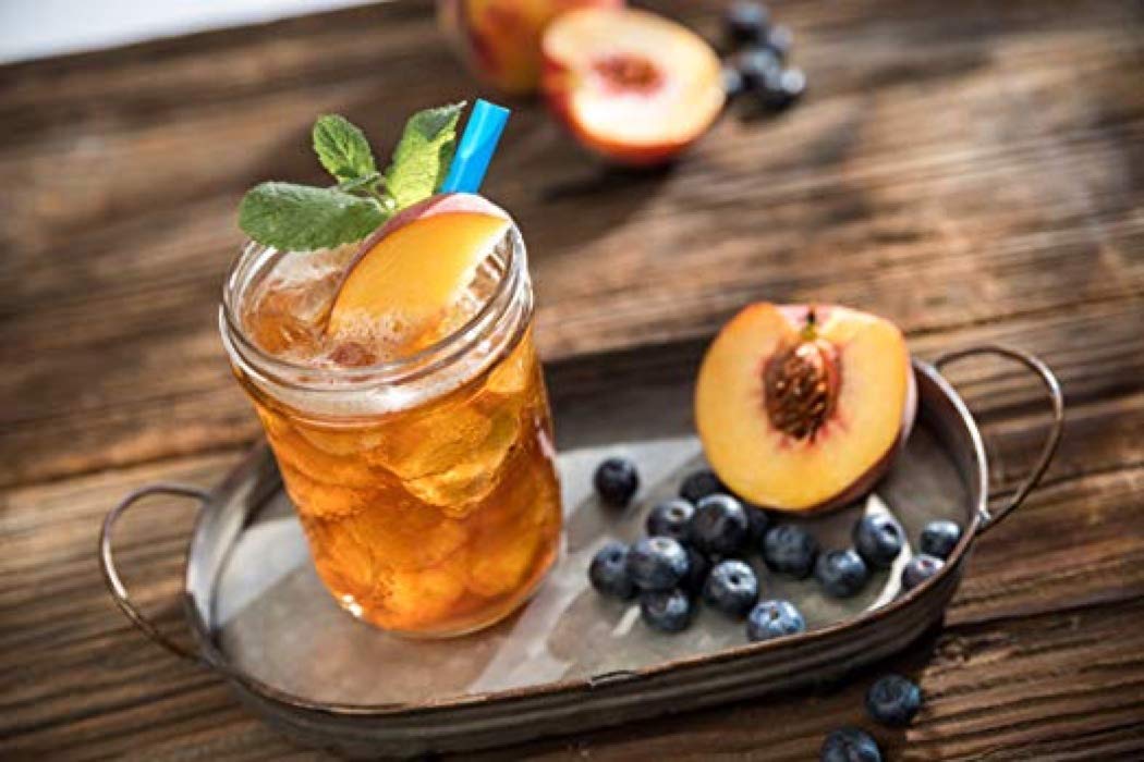 Upouria – Jarabe con sabor a melocotón, ideal para tés helados, refrescos, limonadas y cócteles, 100% vegano, sin gluten, kosher, botella de 22.5