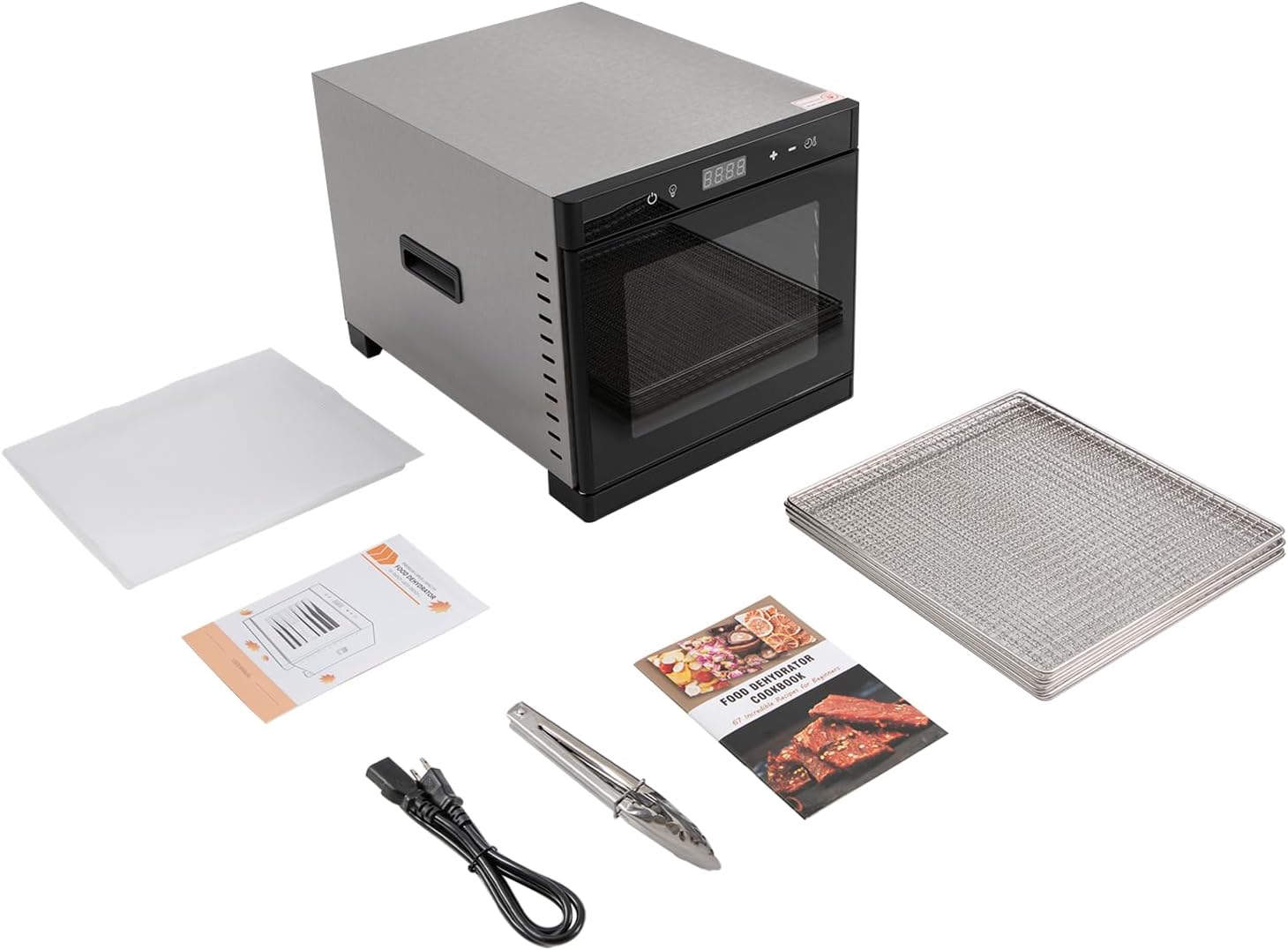 Máquina deshidratadora de alimentos para alimentos y cecina, temporizador digital ajustable de 24 horas, control de temperatura, capacidad de 6