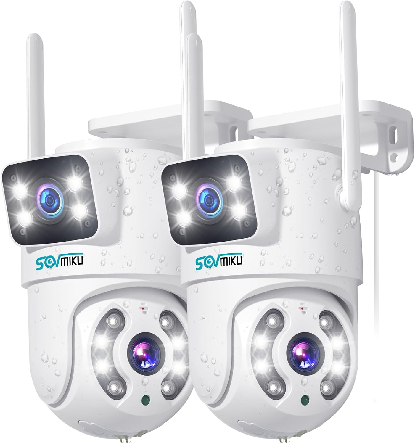 SOVMIKU 2WS318Enlace de doble lenteCámara de seguridad PTZ de 6 MP para exteriores, cámara de seguridad inalámbrica, seguimiento automático,