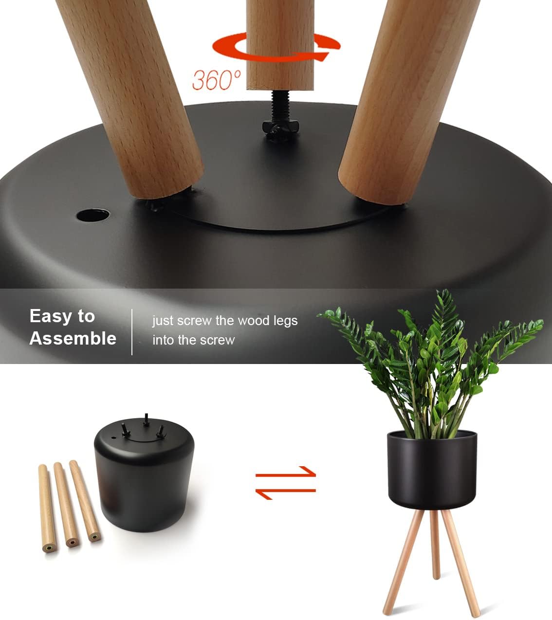 Maceta de metal Mid-Century con soportes, elegante y moderna maceta de pie para el suelo, adecuada para orquídeas, decoración de aloe para