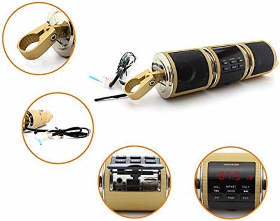 MASO Altavoces estéreo inalámbricos Bluetooth impermeables para motocicleta, montaje en manillar, reproductor de música MP3, sistema amplificador de