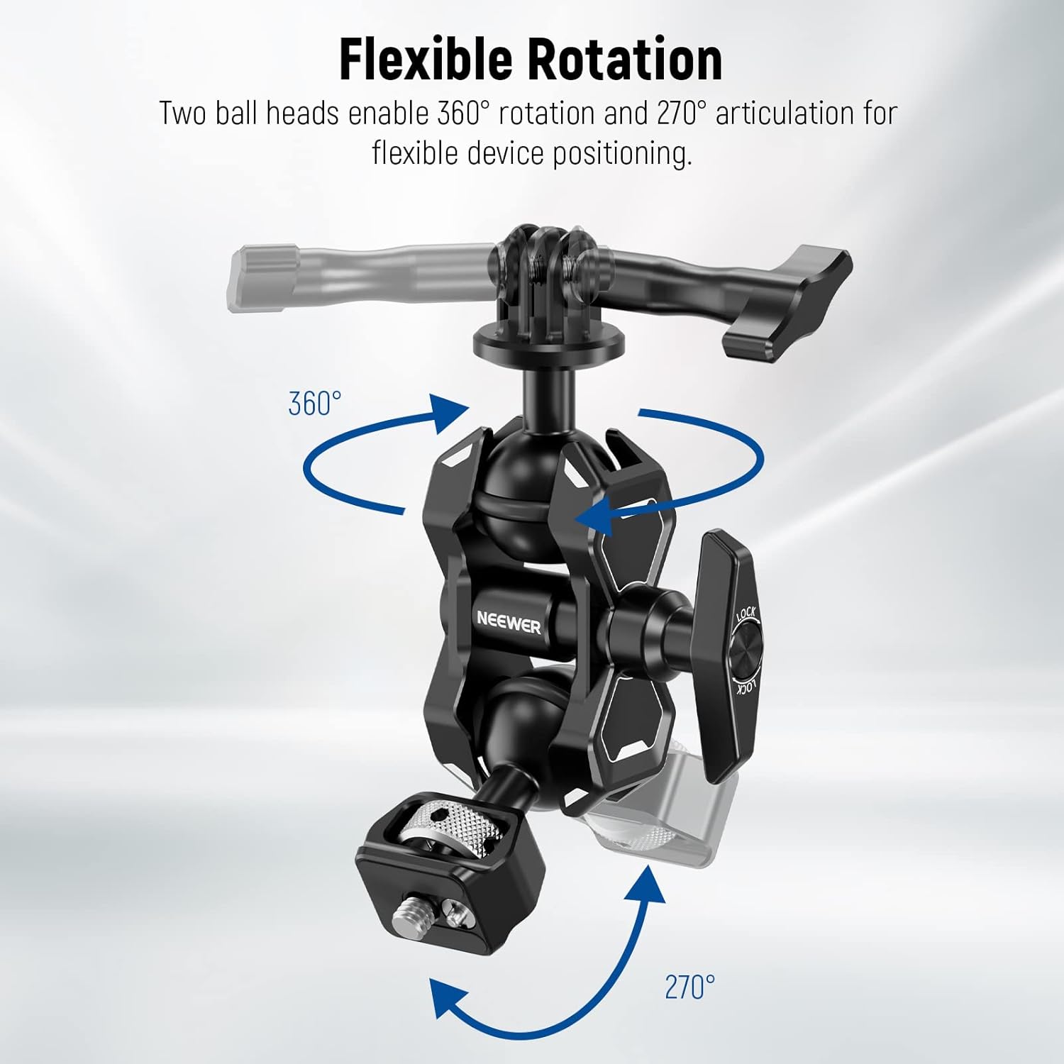 NEEWER Soporte de brazo mágico para Hero 12 11 10 Osmo Action 4 3 One X3 GO3, adaptador de brazo articulado con tornillo de 14 pulgadas para montaje