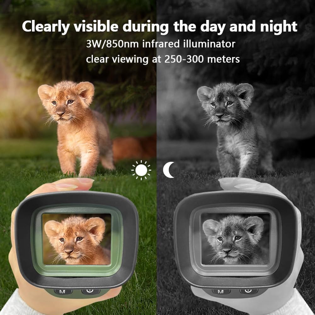 Gafas de visión nocturna, prismáticos digitales de visión nocturna infrarroja de 2.5 K y 48 MP para adultos, alcance de visión nocturna con zoom