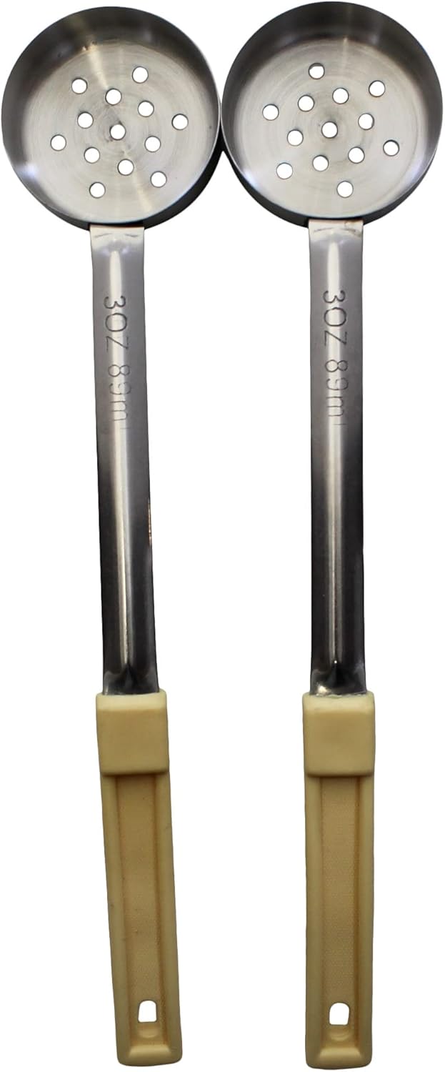 Cuchara ranurada de acero inoxidable para control de porciones de 3 onzas para medir y servir cucharas de grado comercial (paquete de 2)