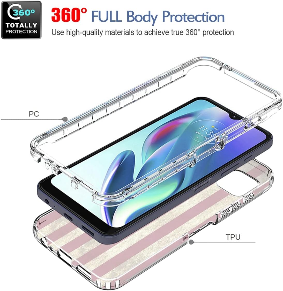 Funda para Moto G50 5G, Motorola G50 XT2149-1 con protector de pantalla de vidrio templado, bonito patrón de bandera transparente de cuerpo