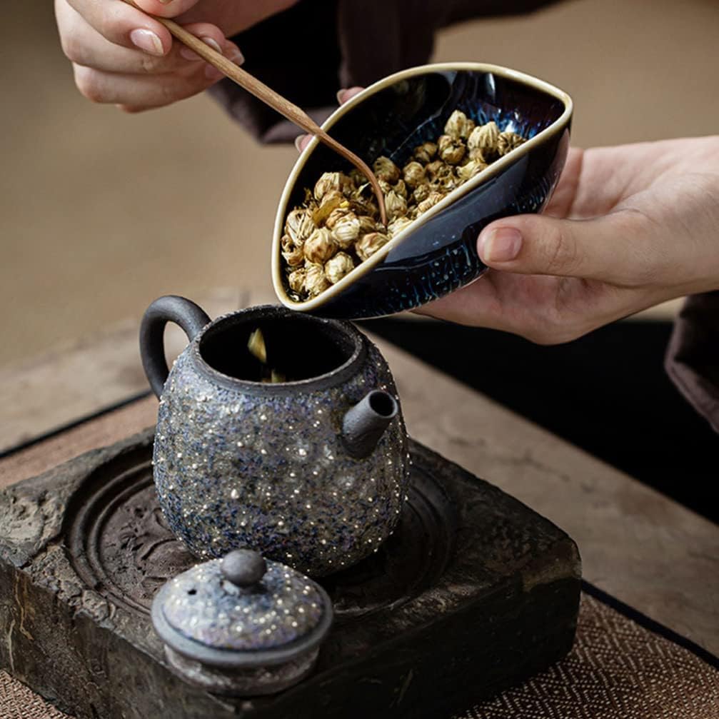 Angoily Recipiente de té de porcelana, cuchara de té chino, cuchara de té de hojas sueltas, pala de té decorativa Kongfu, cucharas medidoras de