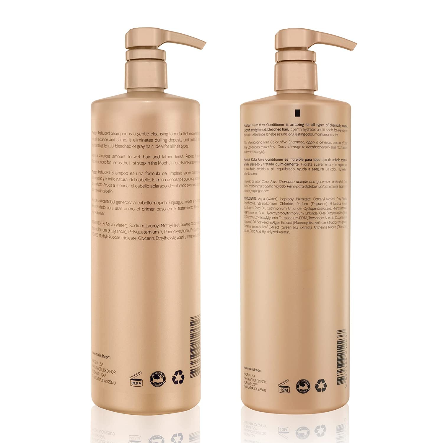 MOEHAIR Champú y acondicionador espesante 2 en 1 con infusión de proteínas para cabello fino  Tratamiento capilar proteico para suavizar, nutrir,