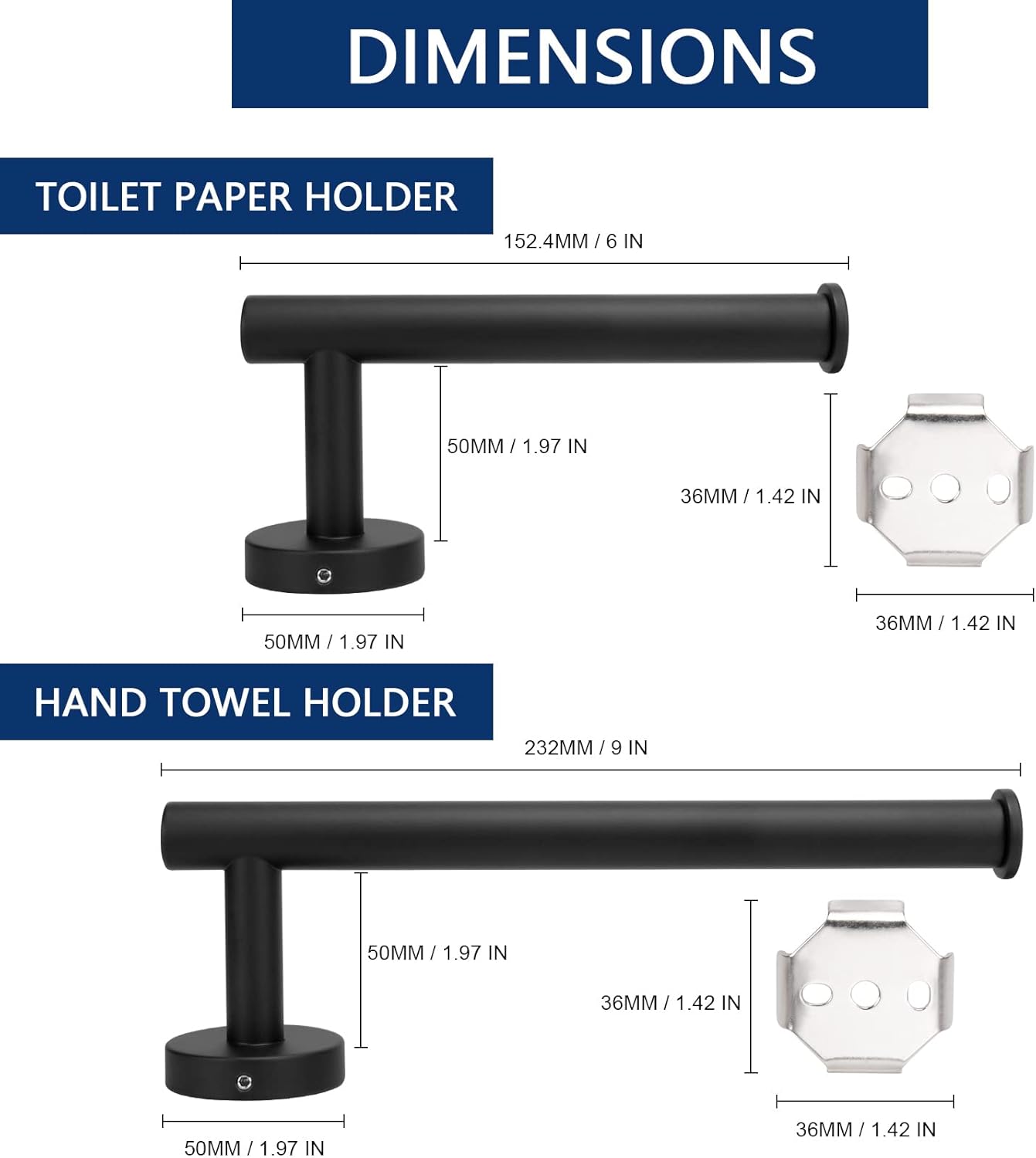 NearMoon Soporte para papel higiénico de baño + toallero de mano, juego de 2 piezas de accesorios de baño, soporte para rollo de papel higiénico de